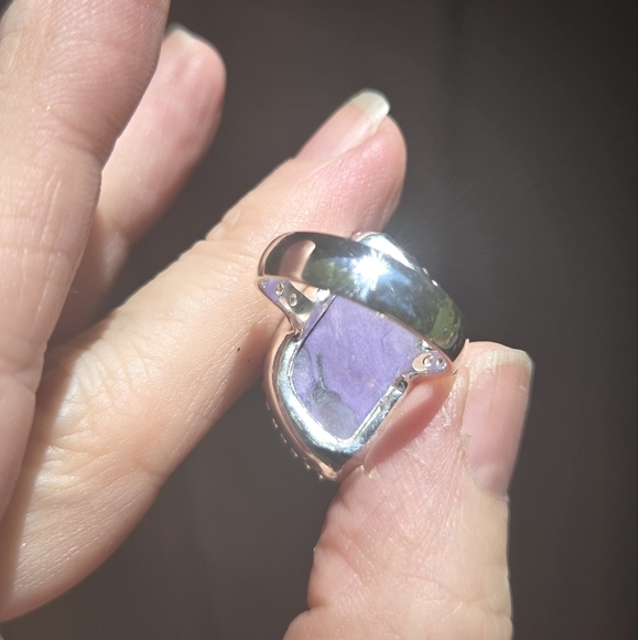 Charoite 14k & topaz GORGEOUS sterling ring sz7.5 - Picture 10 of 10